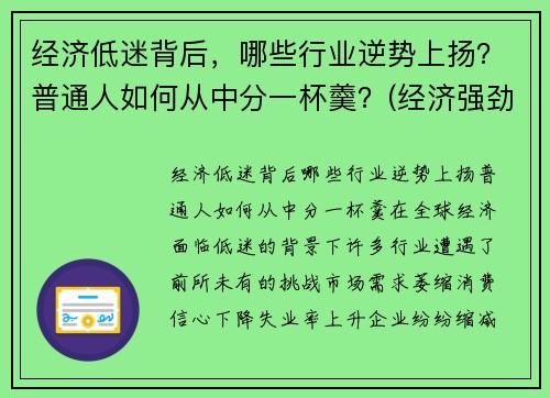 经济低迷背后，哪些行业逆势上扬？普通人如何从中分一杯羹？(经济强劲或低迷时)